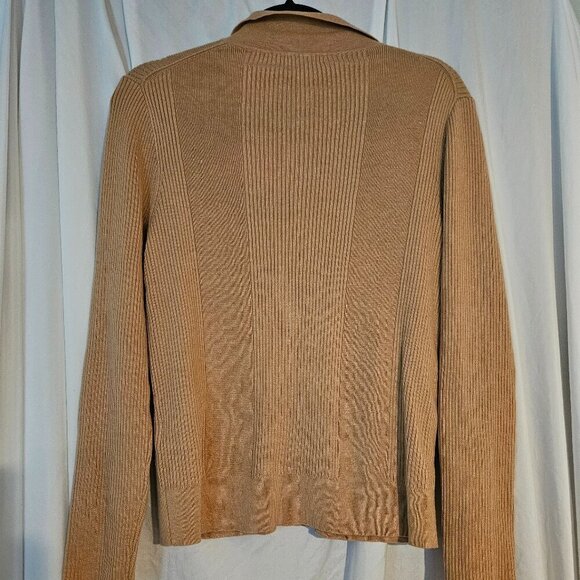J Crew Womens Half Ribbed Collared Sweater Tan Brown Sz L - Picture 3 of 7